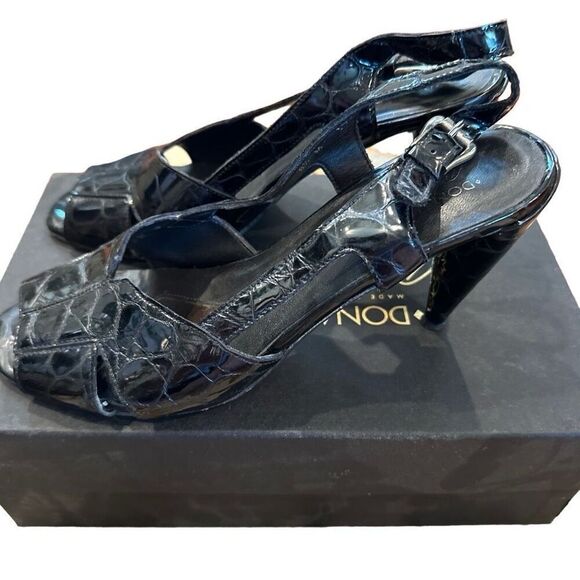 Donald Pliner classic black sling crocs back heels - size 8.5 - Picture 3 of 9